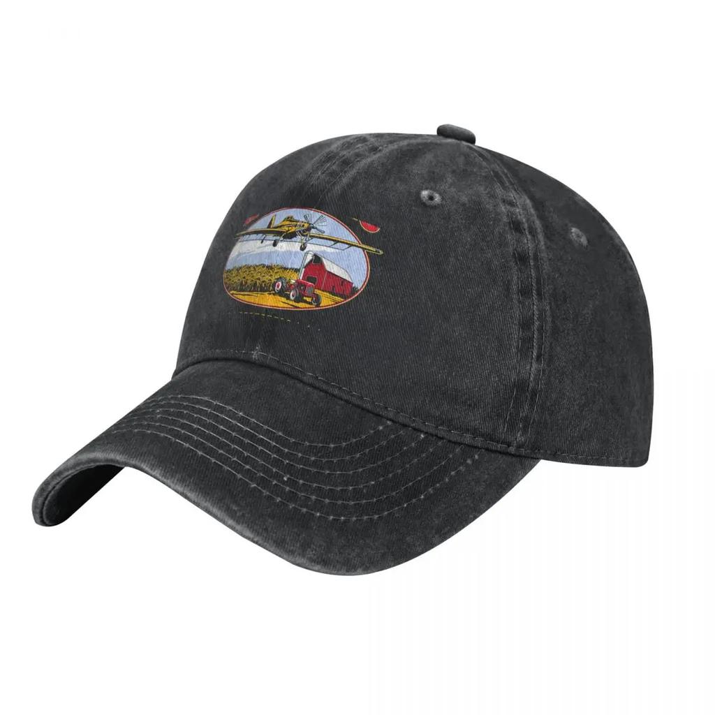 Crop Duster FarmFarmingTractorAirplane T Shirt Baseball Cap Sun Cap hiking hat western Hat Womens Golf Wear Unisexs