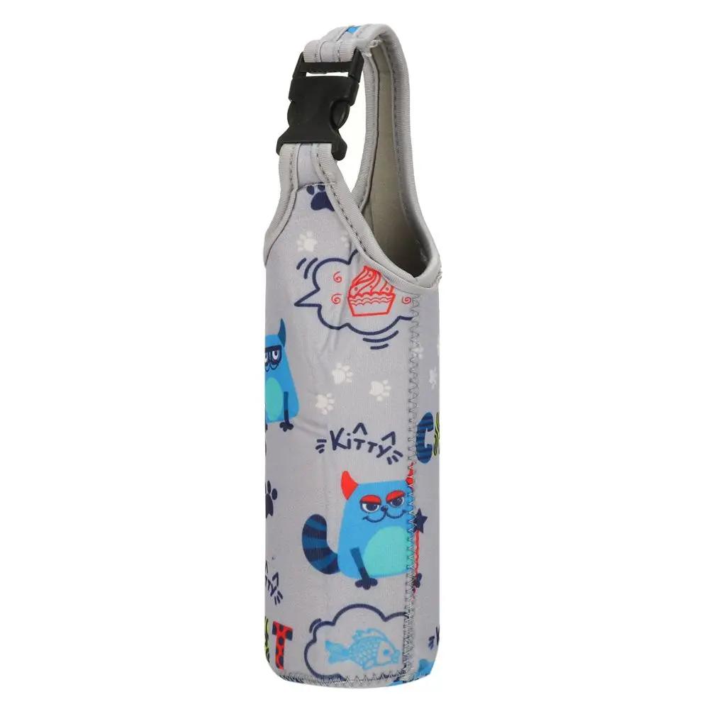Cute Cartoon Cup Cover Kids Drinking Bottle Protective Cover Strap Lanyard Buckle Adjustable Plush Insulation Cup Case
