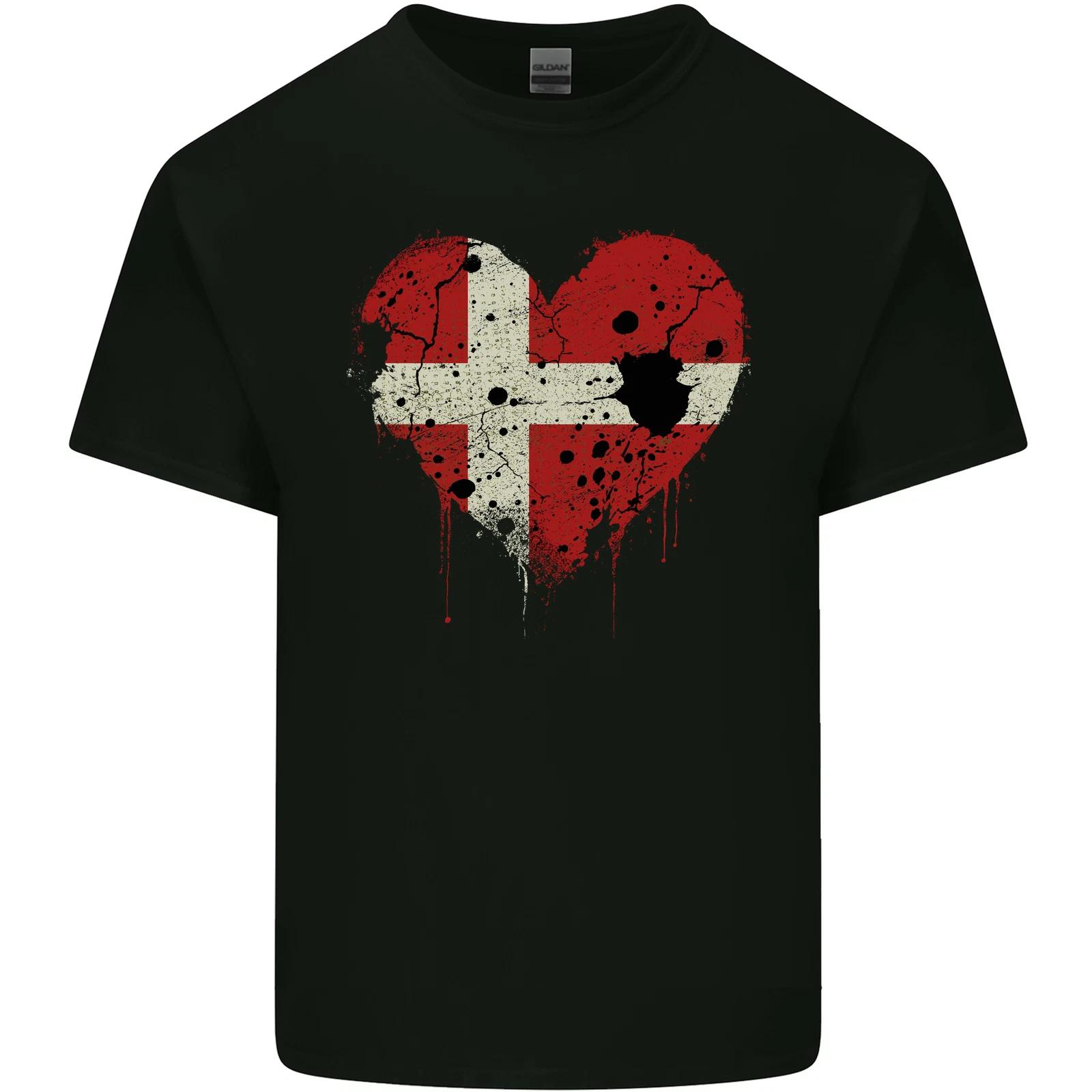 Love Denmark Flag Danish Day Football Kids T-Shirt Childrens S