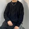 Men's Casual Loose Fit Cable Knit Sweater - Black Autumn/Winter