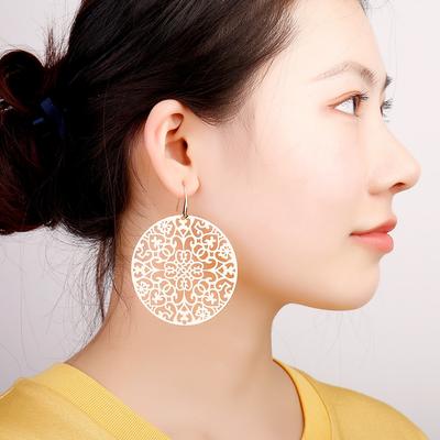 Große böhmische Ohrringe für Frauen, silbrig, Roségold, hohle Blumen-Tropfen-Ohrringe, Schmuck, Statement-Ohrringe, europäischer Stil, neu