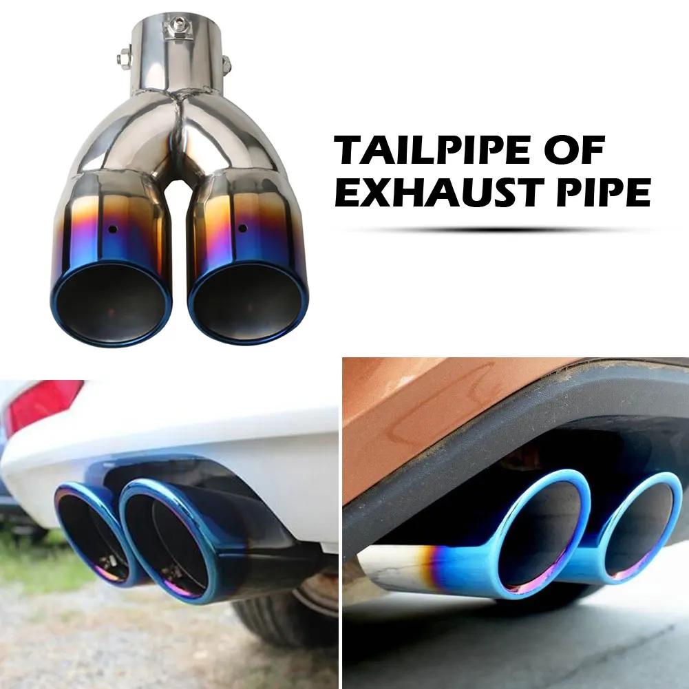 Car Decoration Single/Double Outlet Tail Pipe Car Styling Universal Car Exhaust Trim Muffler Pipe Tail Stainless Steel Curved
