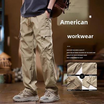 Men's Spring Casual Straight-Fit Overalls: Versatile Long Pants for Daily Wear