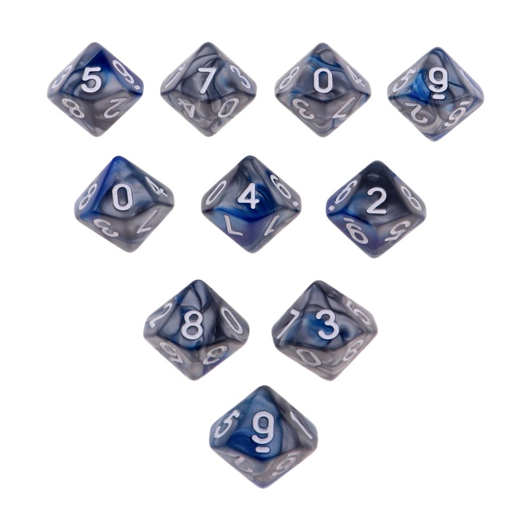 10-teiliges antikes mehrseitiges Würfelset mit 10 D10 RPG