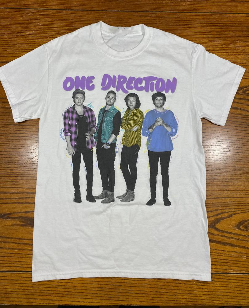 Винтажная хлопковая белая футболка унисекс группы One Direction In Tour DI233 S