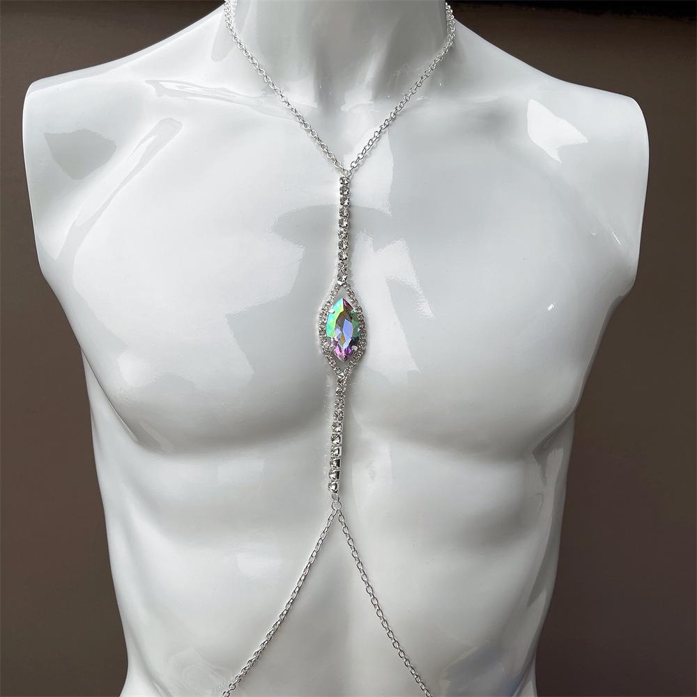

New Water Drop Bra Chain Nightclub Jewelry Simple And Sexy Rhinestone Body Chain Chest Chain