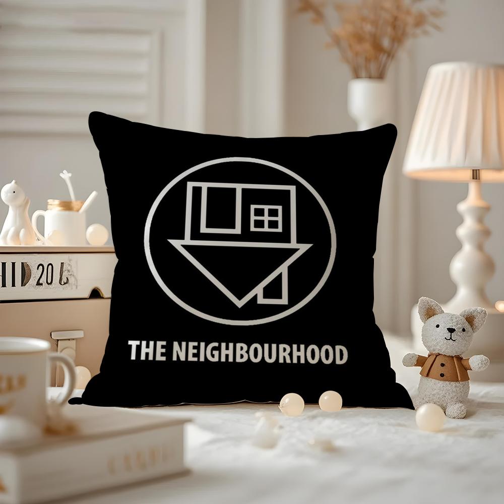 LOGO Design N-Neighborhood Cushion Cover Anti-dustmite Pillowcase Invisible Zipper Silky Short Plush Sofa Cushion Cover