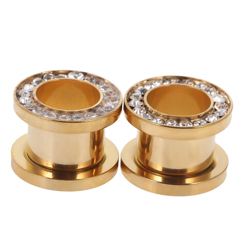 1Pc Stainless Steel Rhinestone Inlaid Plating Ear Plug Earring Piercing Jewelry