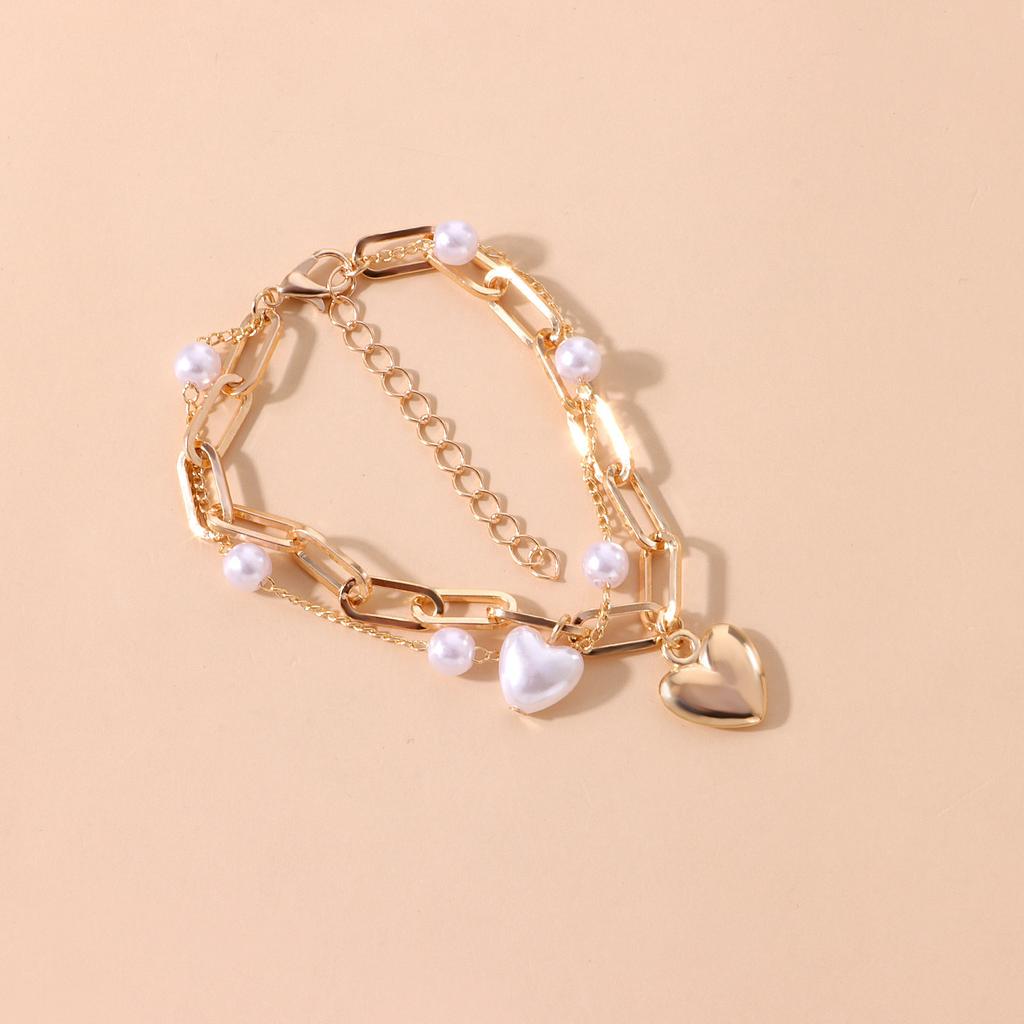Europe, America, fashion love pearl trend bracelet women, punk style personality popular jewelry