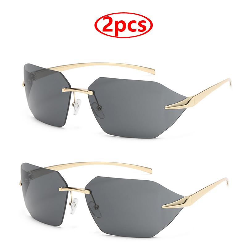 Cycling Brand Polygon Square Sunglasses Women Men Rimless Sports Eyeglasses UV400 Women Trendy Metal Sun Glasses Female Shades