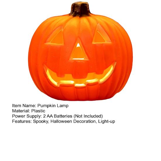 Halloween Pumpkin Lamp Spooky Light Up Pumpkin Figurine Glowing Decorative Pumpkin with LED Light for Haunted House Halloween Home Garden Decor