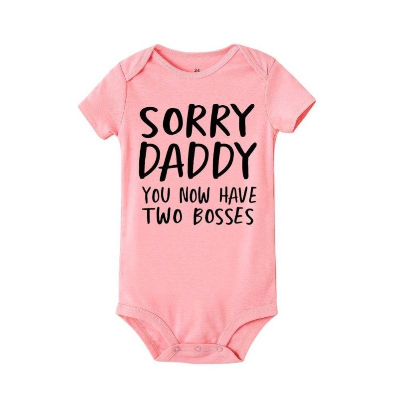 Newborn Baby Romper Sorry Daddy You Know Have Two Bosses Print Infant Cotton Jumpsuit Bodysuit