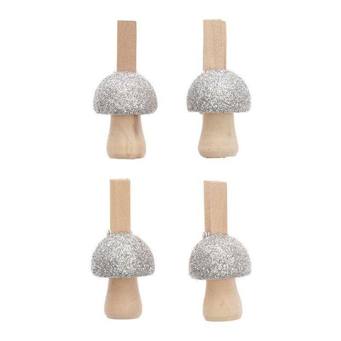 Pinces champignons - RICO DESIGN - 3 x 2,3 cm - Bois - Argenté - Décoratif Noël