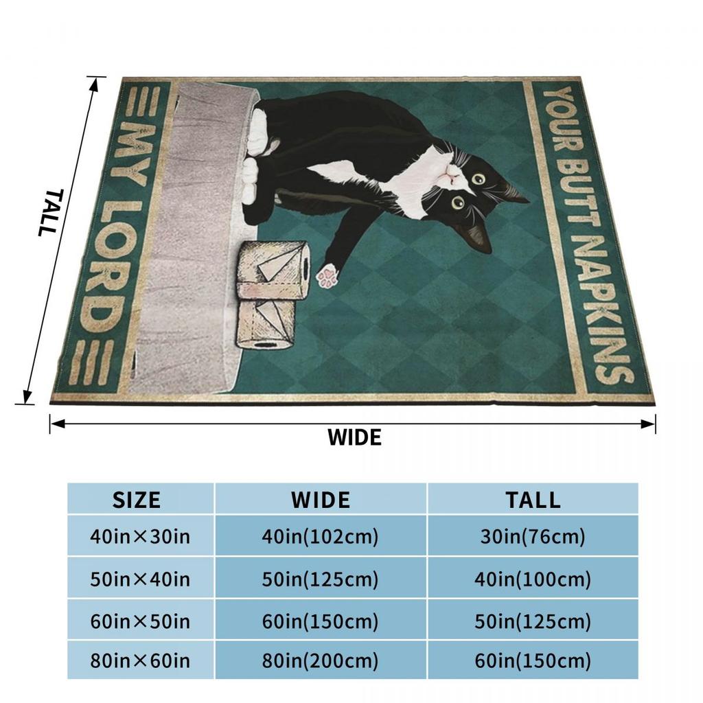 Black Cat Your Butt Napkins My Lady Cat Blankets Soft Flannel Throw Blanket Bedding For Bed Living Room Picnic Travel Home Couch