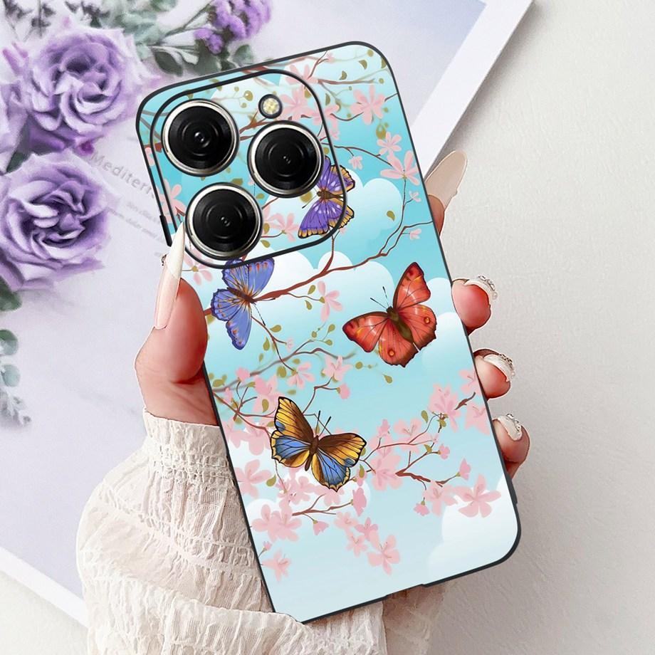 Luxury Matte Silicone Soft Case For Tecno Spark 20 20Pro 20 Pro+ 4G 5G Spark 20C KJ7 KJ6 KJ5 BG7 Capa Flower Loving Heart Cover