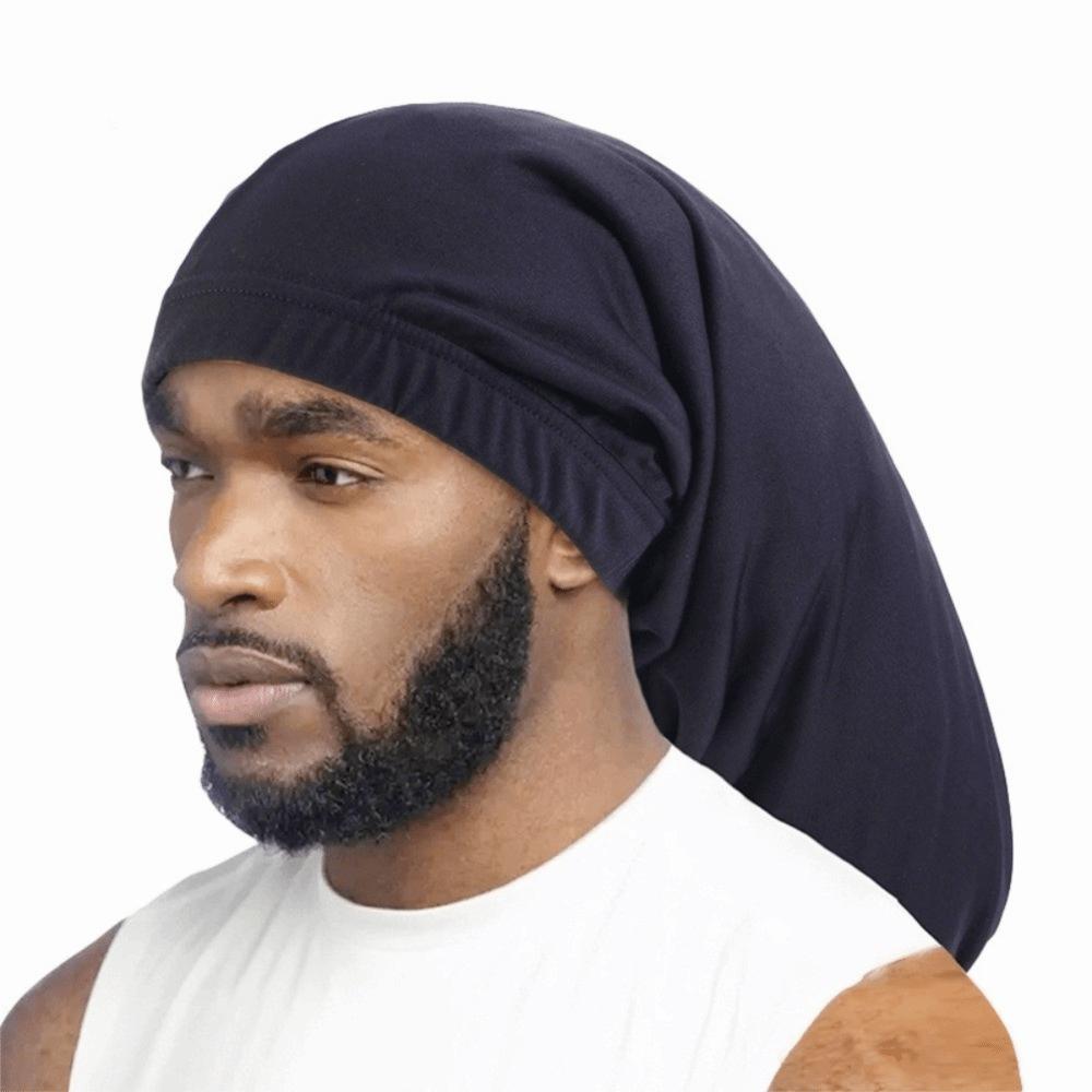 Long Tail Sleep Cap Solid Color Night Cap Comfortable Hair Bonnet Unisex