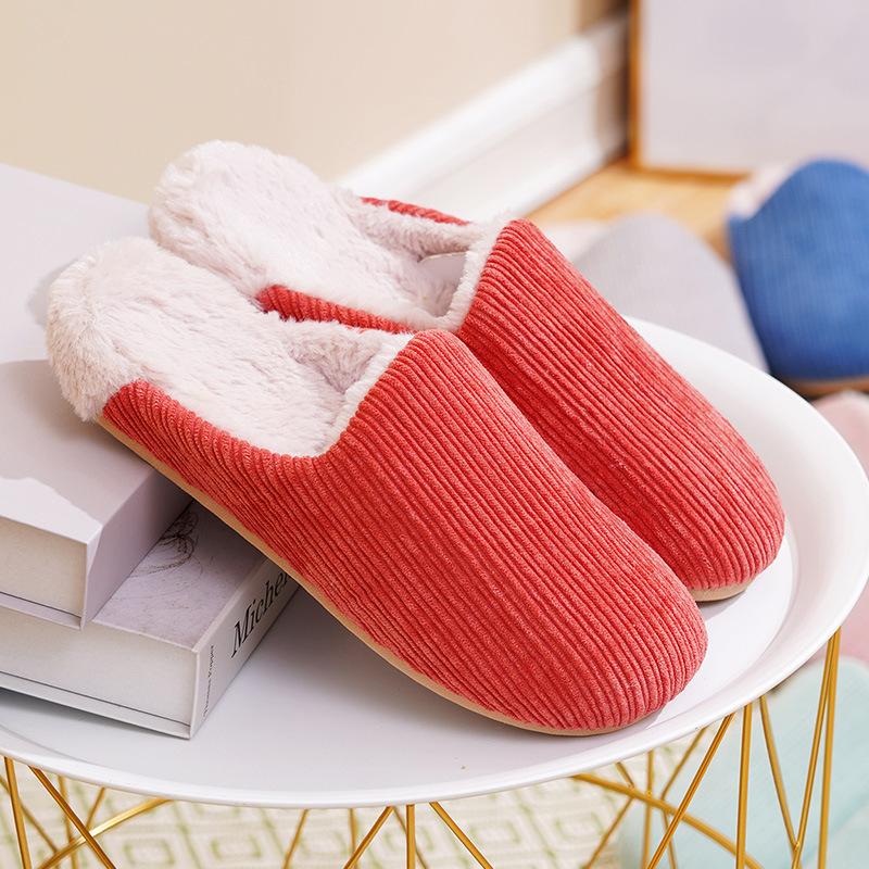 Cotton slippers women's autumn and winter 2024 new home indoor couple thick-bottomed warm non-slip bag and plush slippers men's