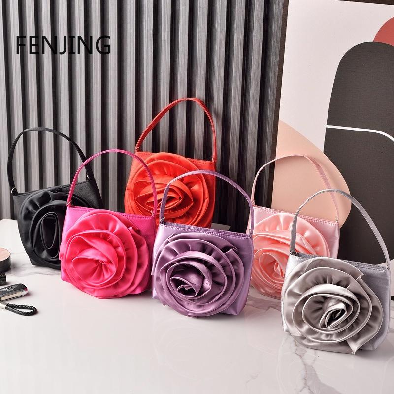 Pink Flowers Small Handbag Women Shoulder Bags Vintage Square Stylish Wedding Festival Banquet Cheongsam Evening Bag Clutch Bag