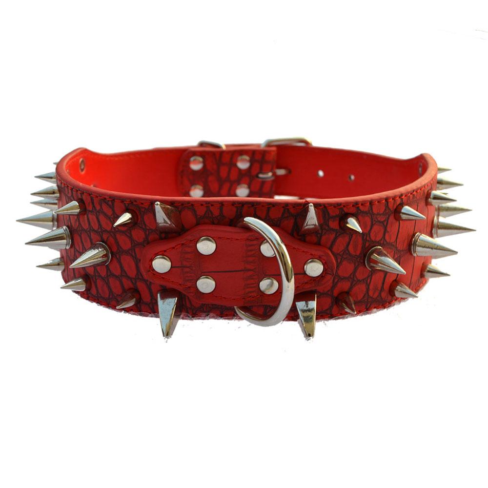 Spiked Studded Dog Collar with Large Sharp Spikes 2 Inch Wide Protect Dog s Neck from Bites Fit Pitbull Doberman German Shepherd (as the picture,S)