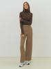 Hiloin Roll Neck Jersey Top (Brown)