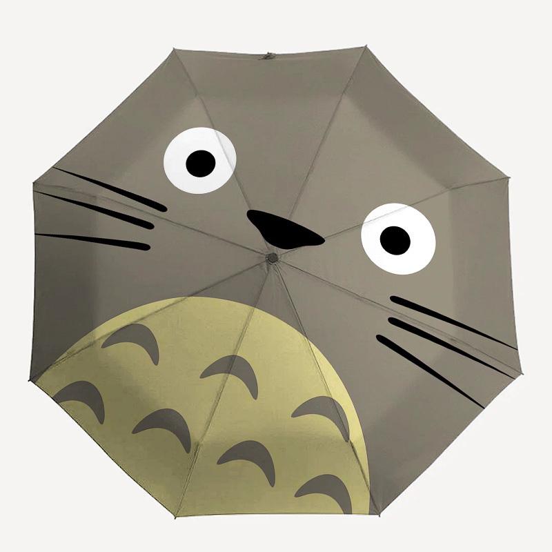 1pc Totoro Face Illustration Umbrella with Plastic Handle,Suitable for All Seasons Home Travel Outdoor UmbrellaM978