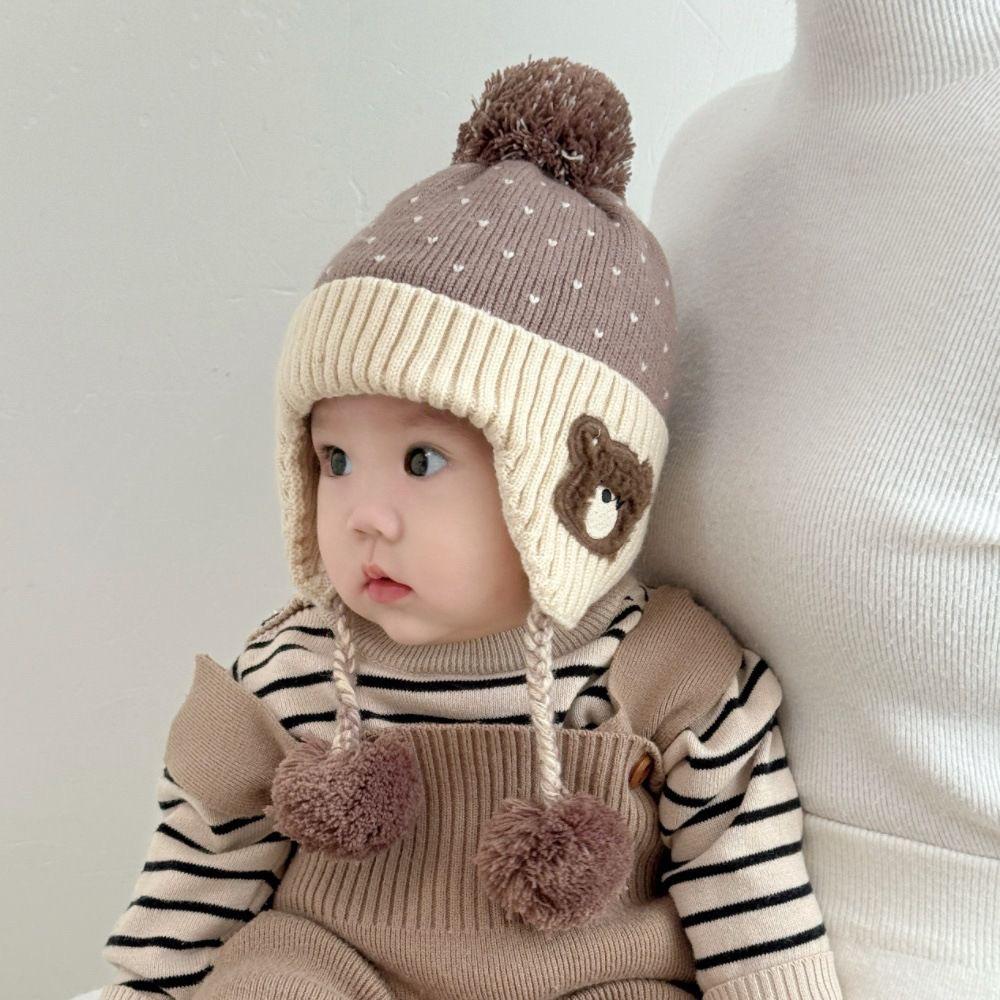 Chapéu de Lã Tricotado de Inverno para Bebês e Crianças Pequenas - Design Fofo e à Prova de Vento para Meninos e Meninas