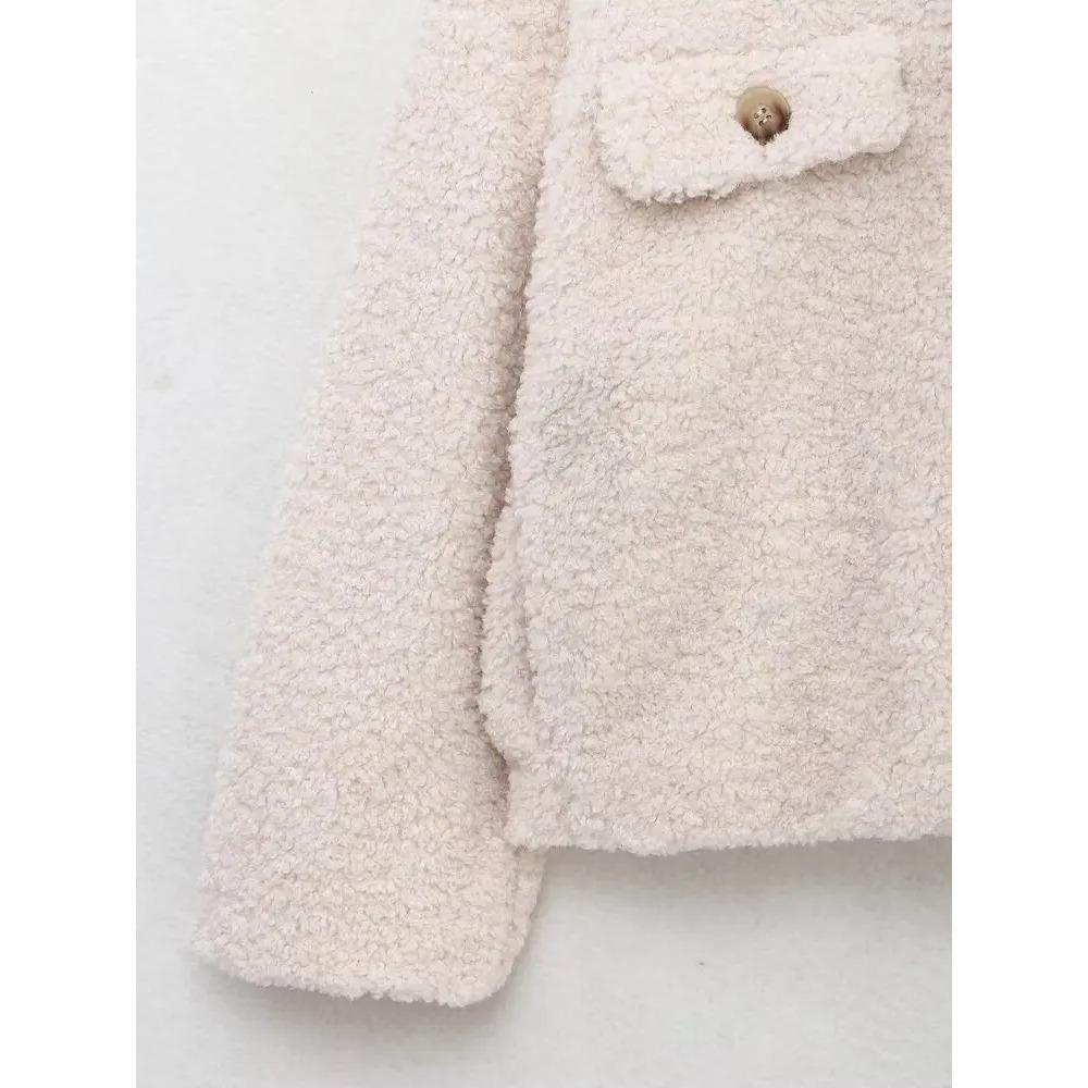 Autumn and Winter Fashion Loose Holiday Style Lapel Button Cardigan Wool Cake New Solid Color Everything Long Sleeve Coat