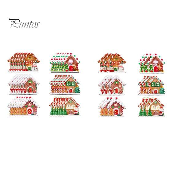 DIY Christmas Party Supplies 24/36Pcs Gingerbread House Ornaments, Wooden Xmas Tree Decor with Rope, Hanging Decorations Ornaments for Holiday