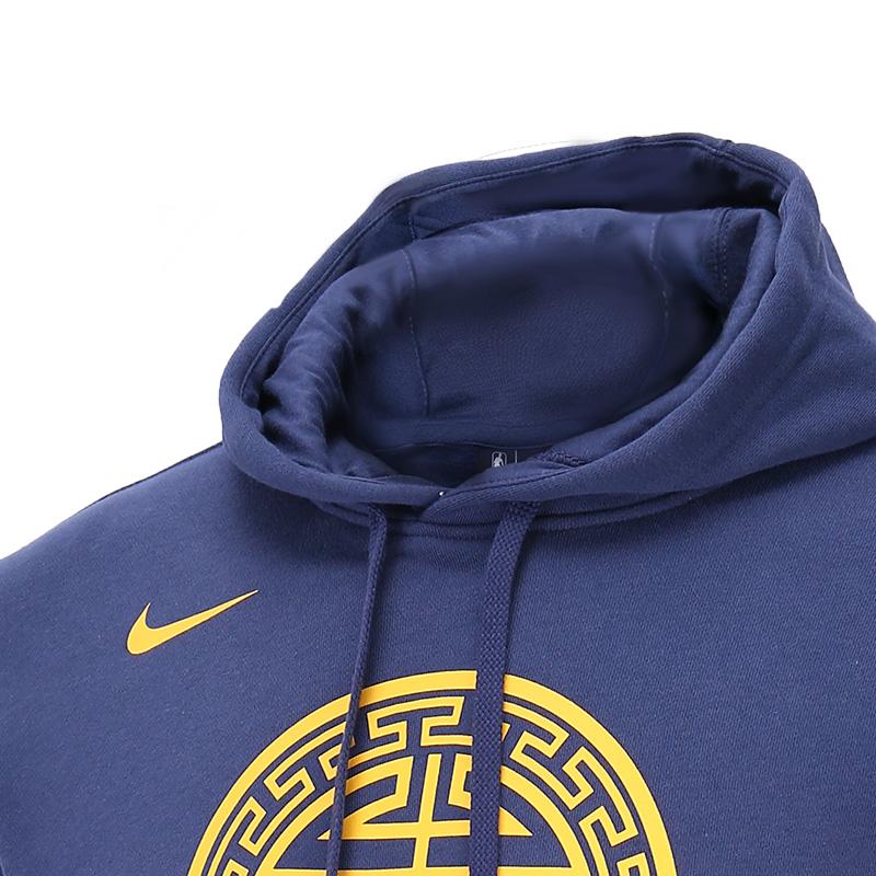 Nike NBA Golden State Warriors Solid Print Logo Hoodie Long Sleeve Sweatshirt Men Tops Blue AA3664-471