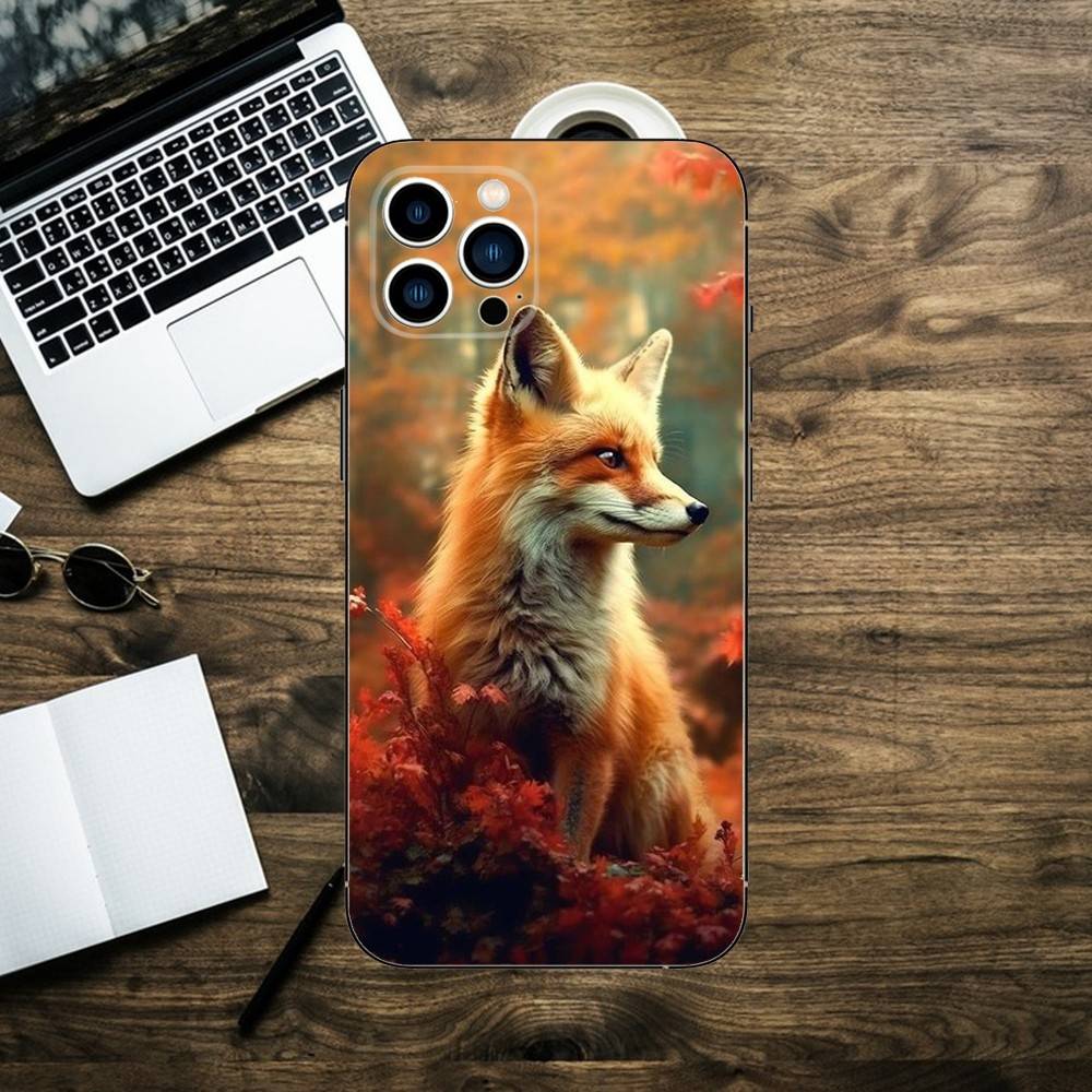 Cute Animal Fox Phone Case For iPhone 16,15,14,13,12,11,XS,XR,X,8,7,Pro,Max,Plus,mini Silicone Black Cover