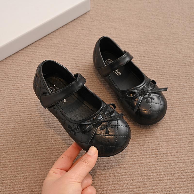 New Leather Shoes Spring Soft Soled Anti Slip Girl Shoe Exquisite Simple Versatile Cute Princess Shoe Retro Flat Daily Kid Shoes