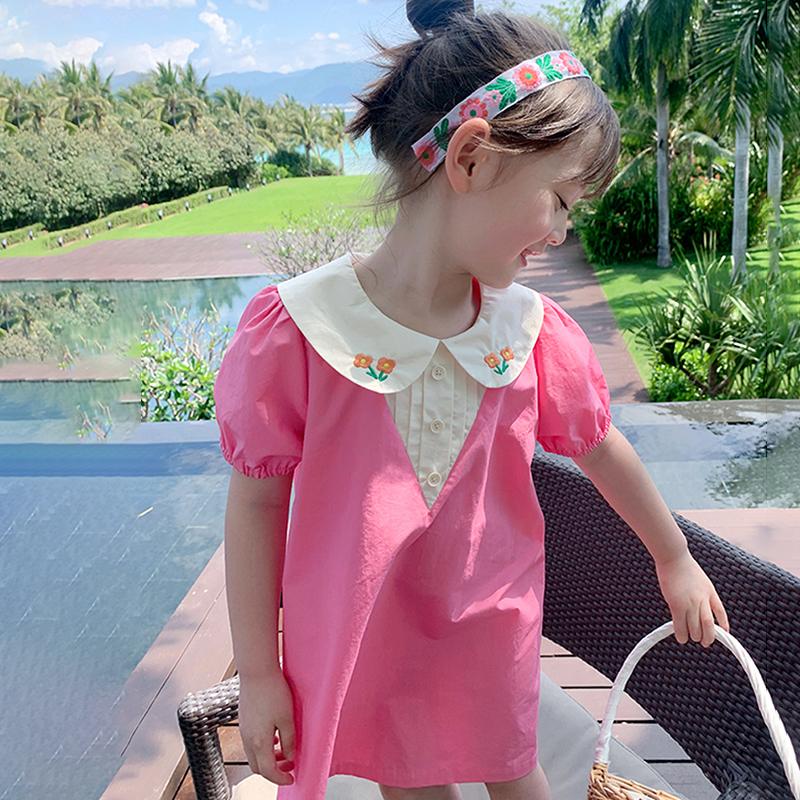 Girls' Summer Embroidered Flowers Dress Princess Dress Patchwork Design