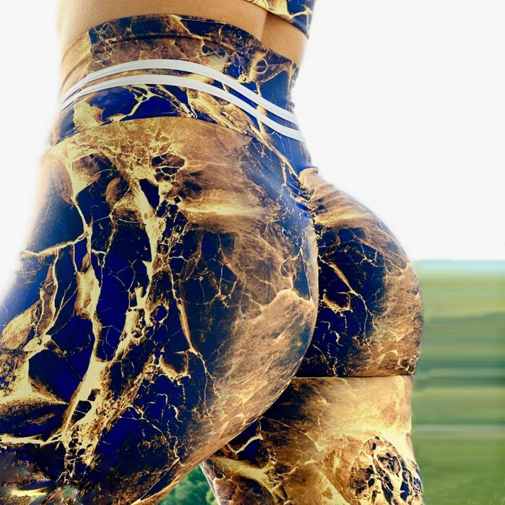 Satellite Map Printed Moisture Wicking Yoga Pants Exercise Fitness Pants Sexy Hip Shaping Women Bottom Pants