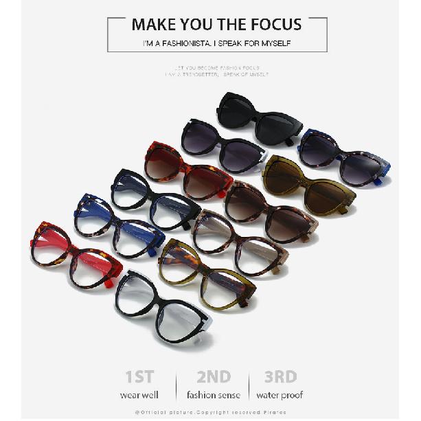 Cool Square Cat-Eye Leopard Print Color-Block Sunglasses, Sun Protection, and Plain Lens Glasses