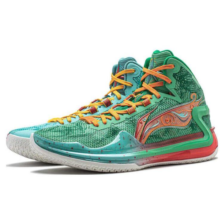 LiNing Blade 4 Shock Absorption Anti-Slip Wear-Resistant Mid-Top Basketball Shoes Men Sneakers Green ABAT139-1