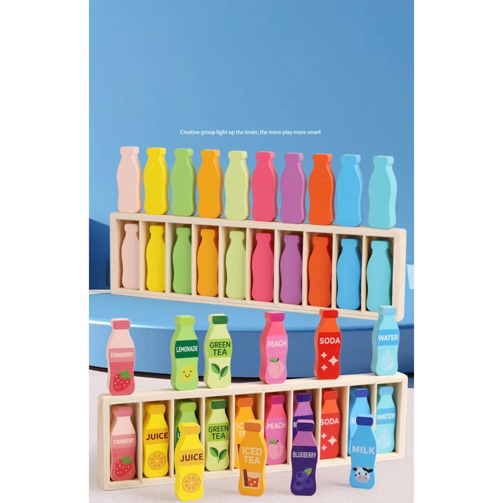 Fun Guessing Bottle Color Challenge Game Set Beverage Matching Toy Memory and Logic Thinking Training Educational Board ToyGift