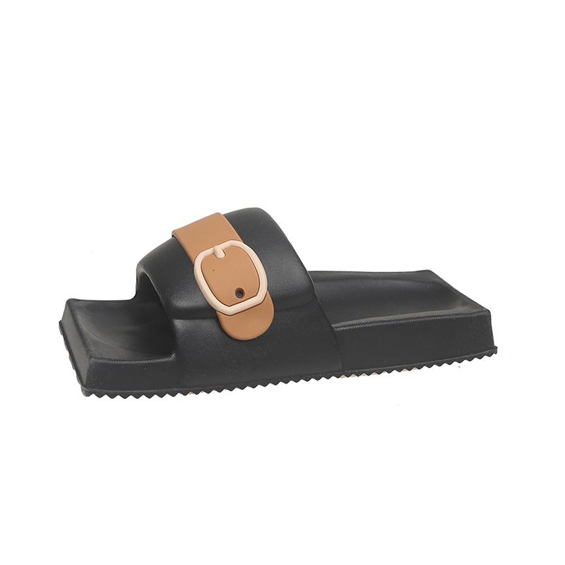 Fashion Summer New Flat Slippers Women Fashion Square Head Shallow Mouth Open Toe Matching Color Anti-slip Wear-resistant Sandals