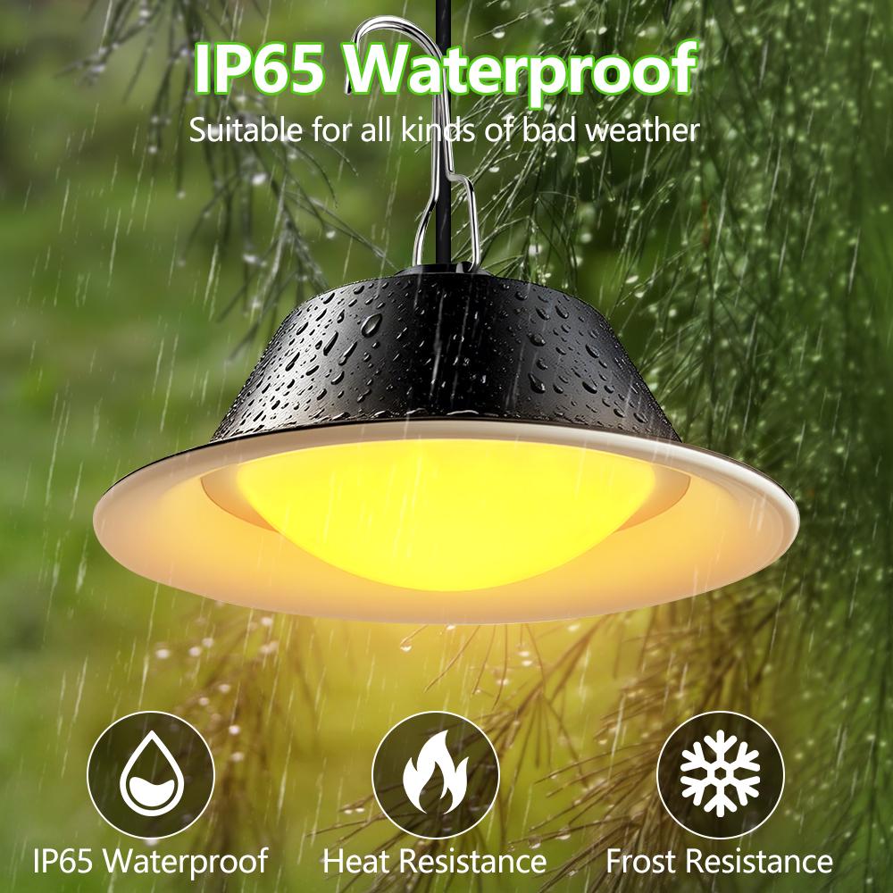 Solar Pendant Light Outdoor IP65 Waterproof Solar Powered Shed Lights Timer Lighting 5 Dimmable Hanging Light For Barn Gazebo