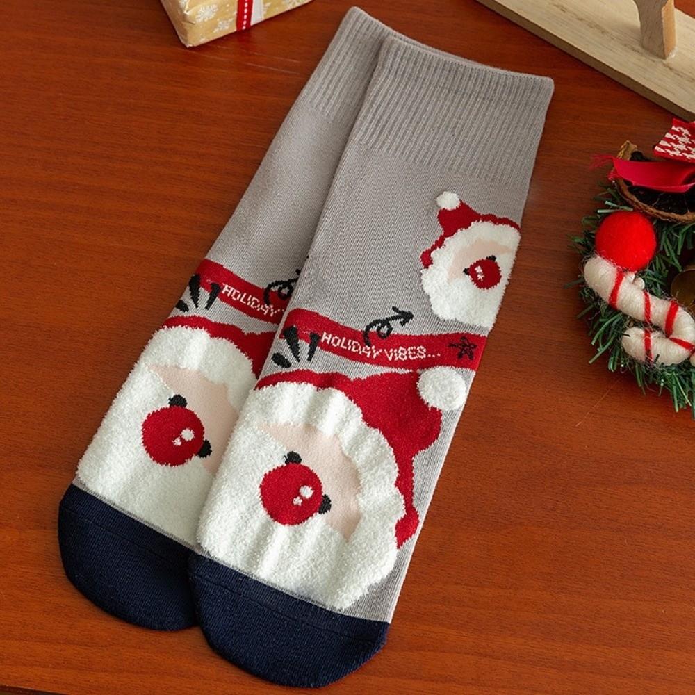 Cartoon Coral Fleece Socks Santa Claus Bed Socks New Sleep Stockings  Autumn and Winter