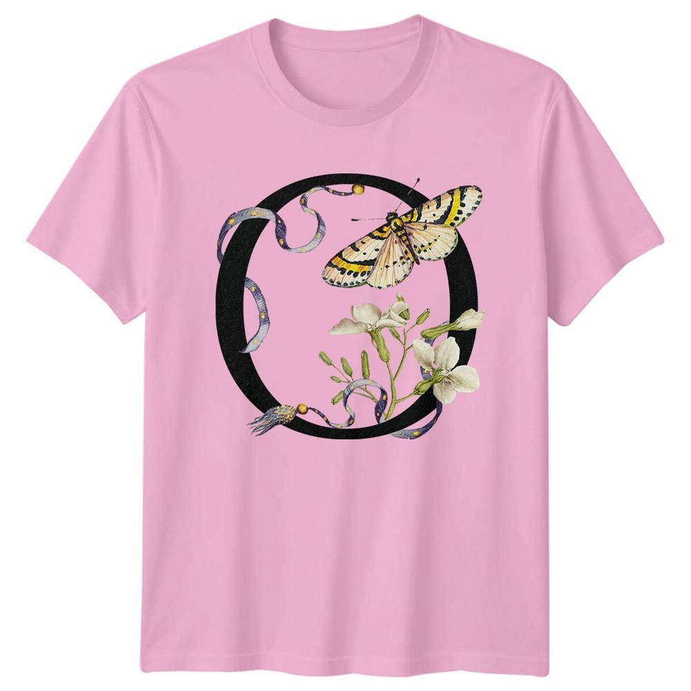 Butterfly Floral Letter O Unisexs TShirt Unisexs Graphic Tee Nature Top