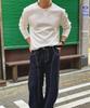 BYMONO [Plus Sizes M-8Xl] Snug-Eye-Cut Tee Henley Neck Automatic Tuck-In Drop Long Sleeve Tee