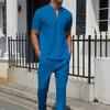 Summer Waffle Solid Color Short Sleeved Pants Set