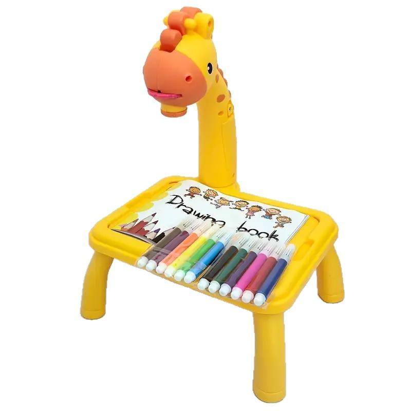 Multifunctional Cartoon Deer Projection Drawing and Writing Table Toy Set for Kids