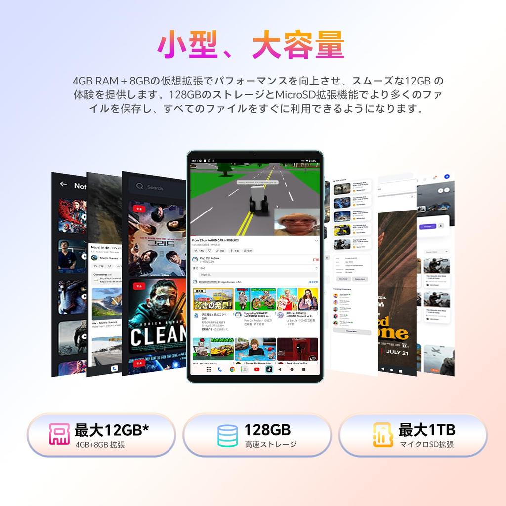TECLAST P50Mini Android 15 90Hz High Refresh 12GB RAM 128GB T7200 At Widevine L1 Netflix Compatible GMS 5G WIFI 5000mAh GPS OTG Wireless Ideal for