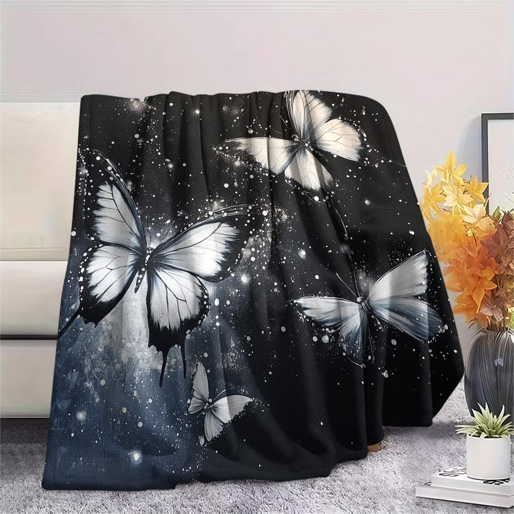 Dark Butterflies  Print Flannel Blanket, High Quality Comfortable for All Seasons, Home Decor, Warmth and Comfort
