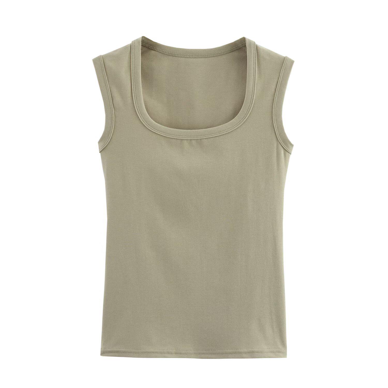 

Весна 2025 Женский европейский и американский стиль Вязаный безрукавный пуловер жилет с U-образным вырезом XXXL зелёный