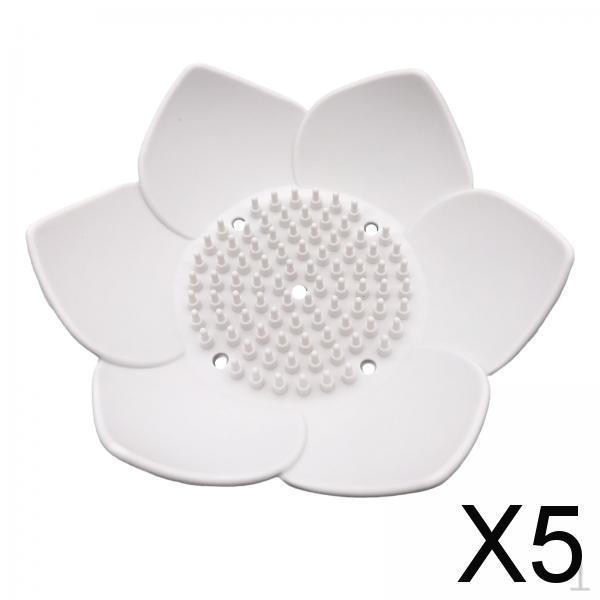 

5x Soap Dish with Drain Silicone Holder Non Slip Flexible Tray for Bathroom Shower
