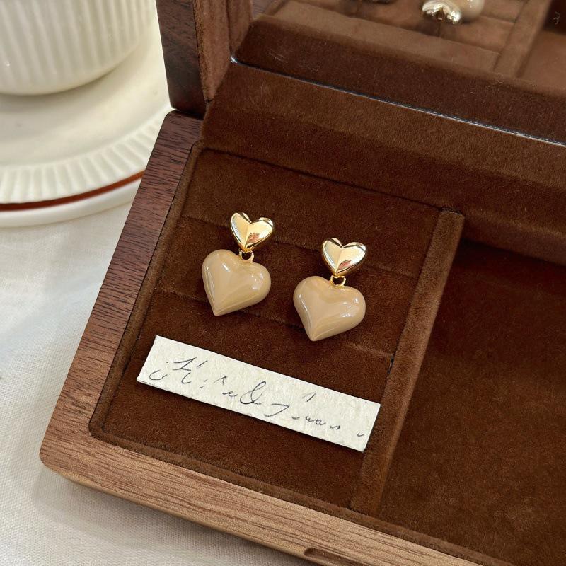 French Maillard Oil Painting Heart Earrings - Exquisite, Simple, and Versatile Design