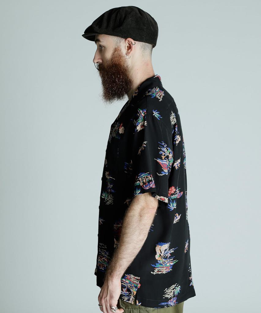 Schott x PJ x Pineapple Juice RAYON SHIRT ALOHALAND Men's XL 010 Black 782-5123016
