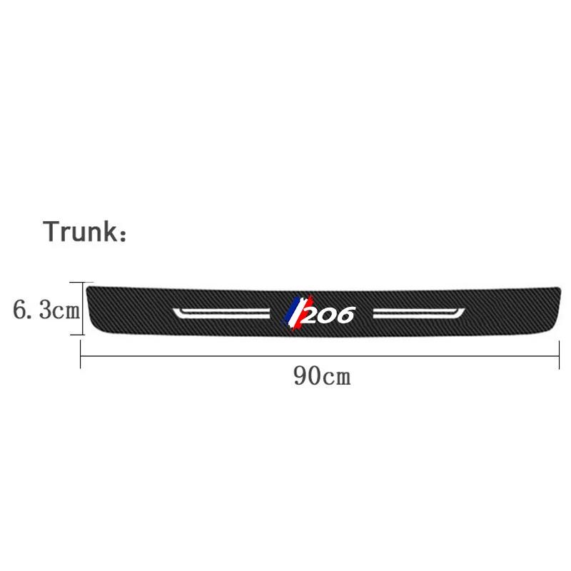Car Door Sill Trunk Stickers For Peugeot 206  Anti Scratch Guard Film Rear Trunk Bumper Decor Styling Strip Auto Accessory